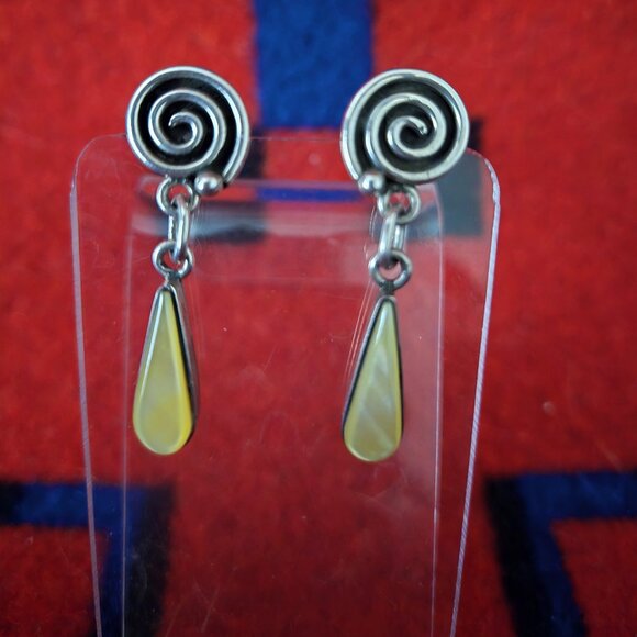 Golden Mother of Pearl Earrings - Picture 1 of 4